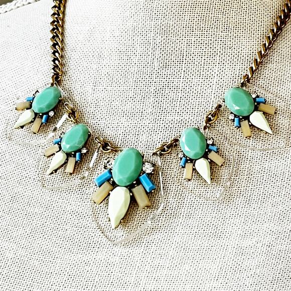 J. Crew Clear Lucite Stone Statement Necklace - Picture 1 of 7